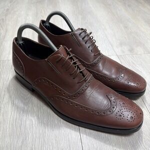 BRUNO MAGLI "Rochyro" Wingtip Oxford Dress Shoes Brogue Cognac Brown 9M Handmade